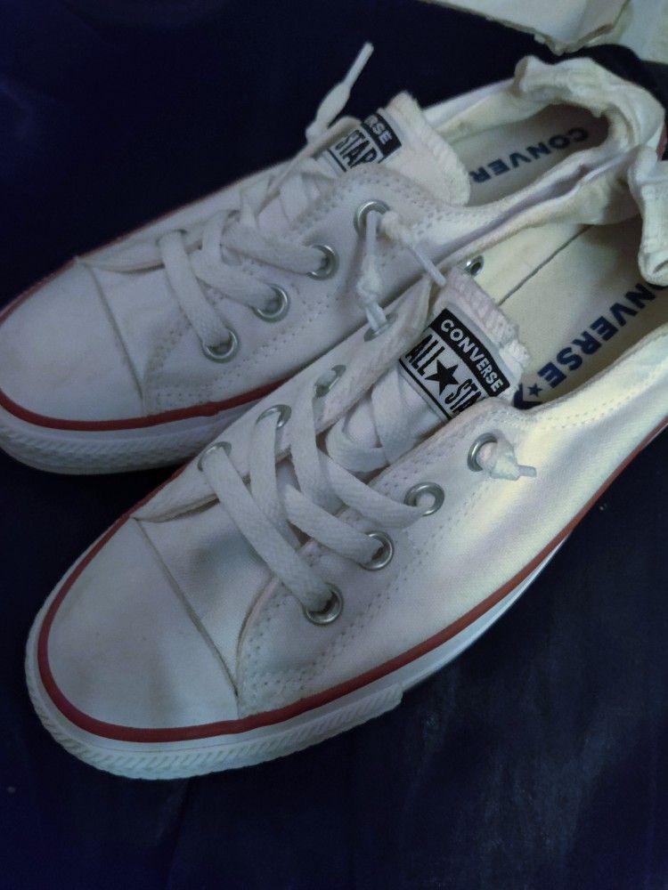 White Converse Shoes Size 9 Womens