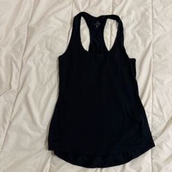 Athleta Tank Top Womens XS black with subtle diamond pattern Racerback Workout Yoga Running Gym flowy basic