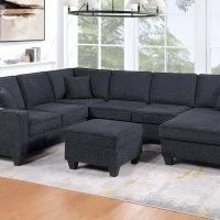 SLATE BLACK SECTIONAL WITH OTTOMAN 