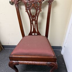 Elegant Vintage Carved Wood Accent Chair
