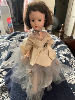 Vintage 1950s Hard Plastic Doll in Formal Dress