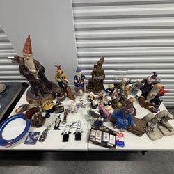Vintage Wizard & Clown Figurine Lot Magic Fantasy Decor Statues