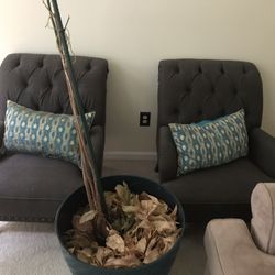 Set Of Armchairs and Glass Tables