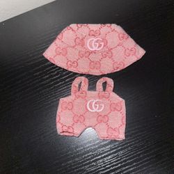 Labubu Pink Outfit , Overalls & Bucket Hat