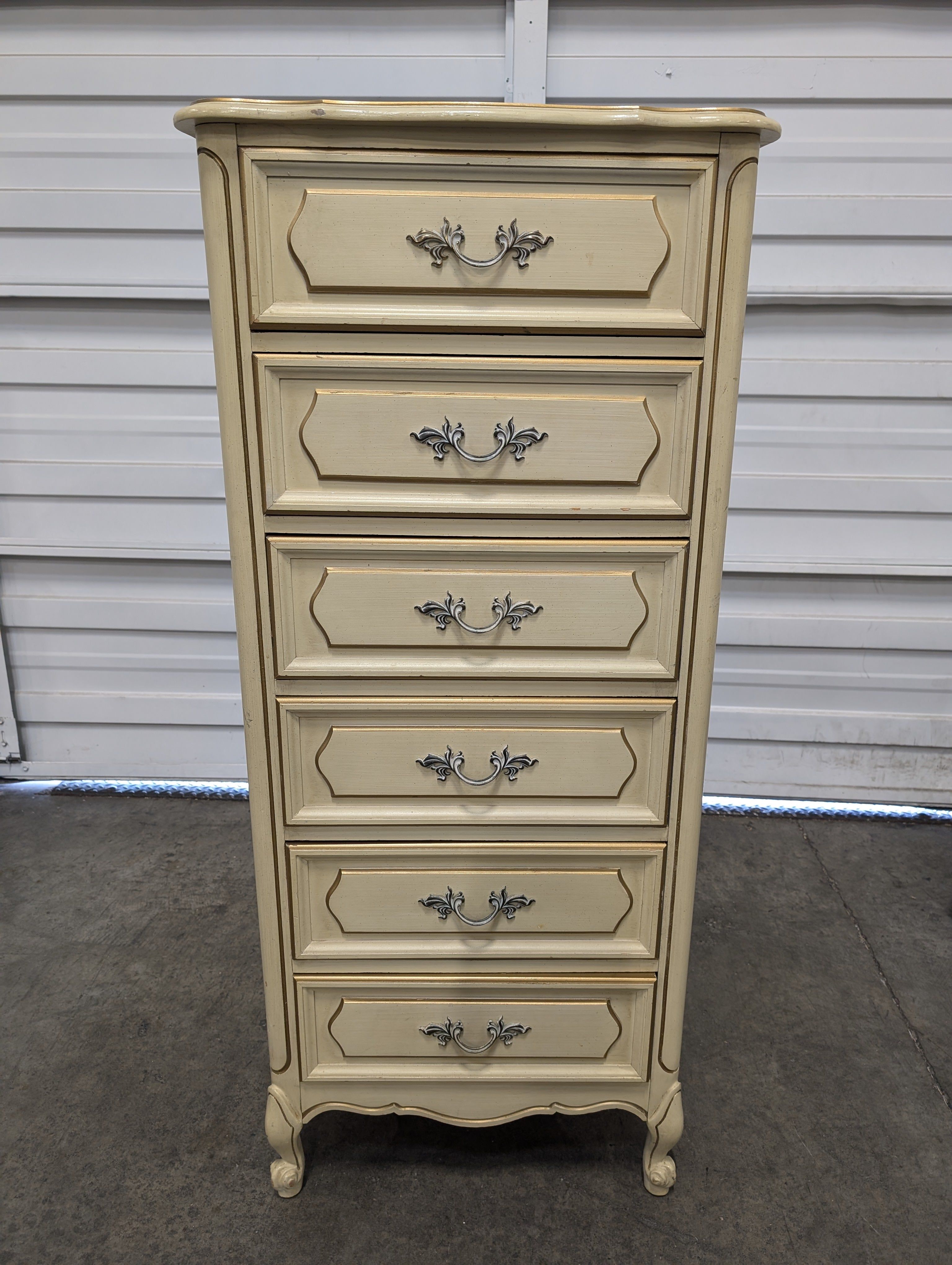 Vintage French Provincial Cream Five-Drawer Lingerie Chest