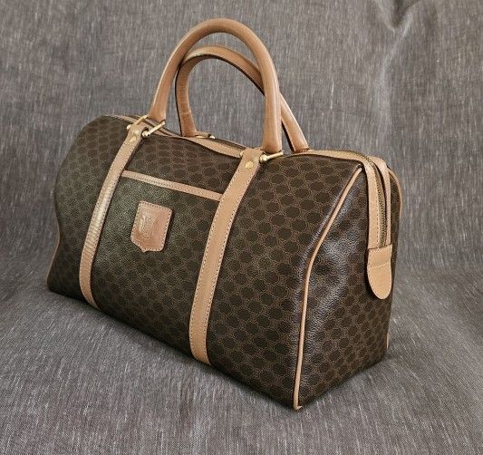 Women's Celine Brown PVC Leather High-End Luxury Satchel Top Handle Handbag