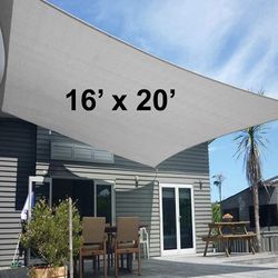 New in box $50 Rectangle 16x20 ft Large Sun Shade Sail Outdoor Canopy Cover w/ Ropes (Black, Gray, Beige)