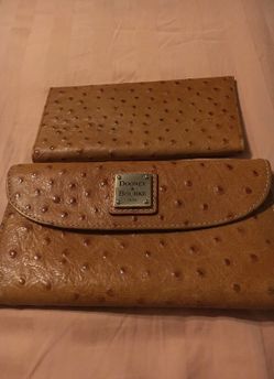 This is a genuine Ostrich British Tan wallet and check book cover