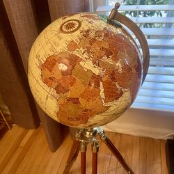 Vintage Style World Globe on Wooden Tripod Stand