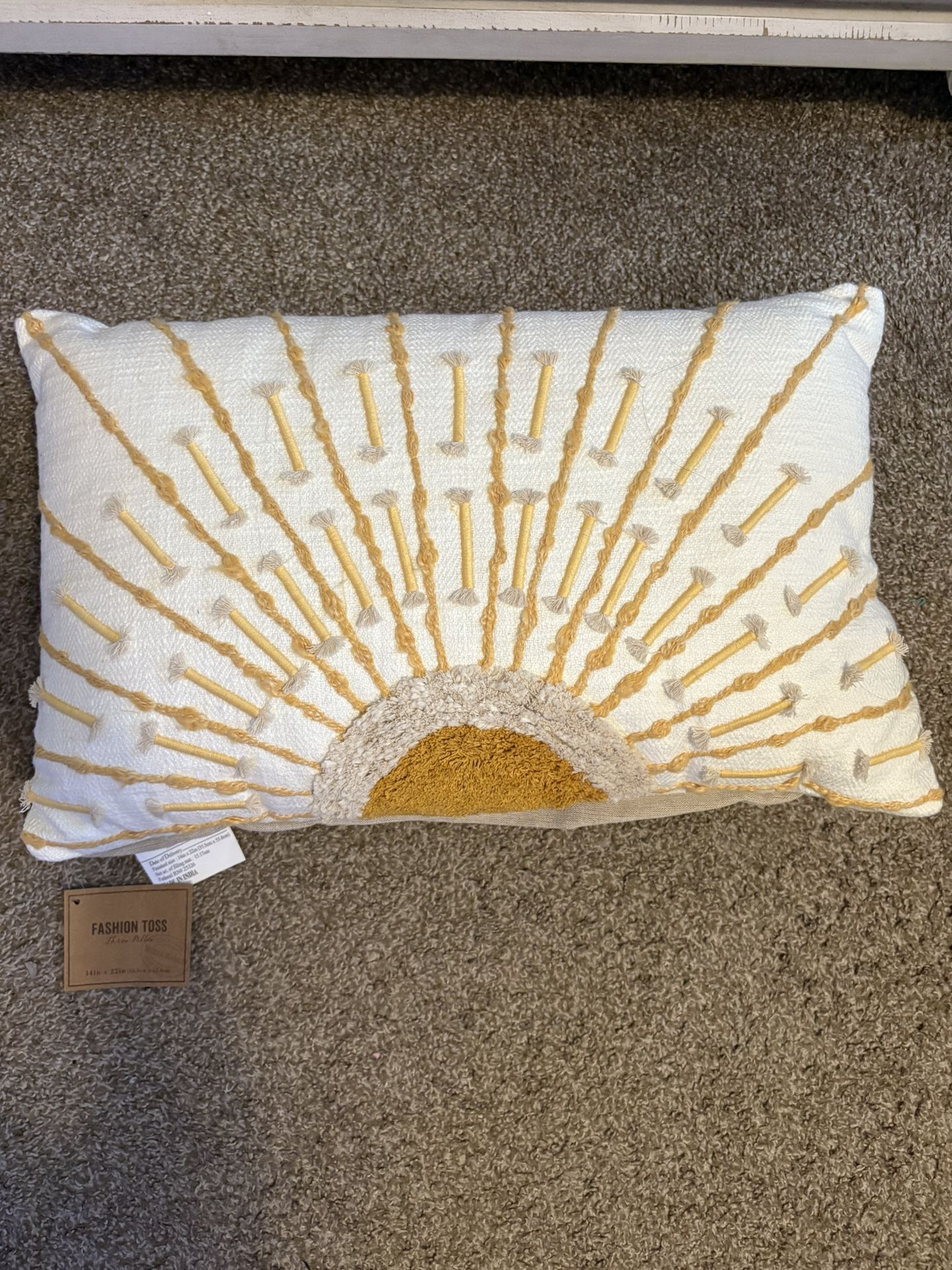 NEW World Market Sunburst Decorative Pillow - Boho Cream & Mustard