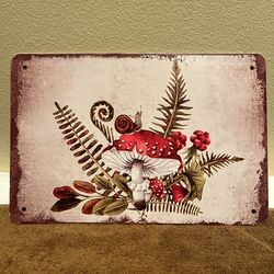 Vintage Mushroom Metal Sign