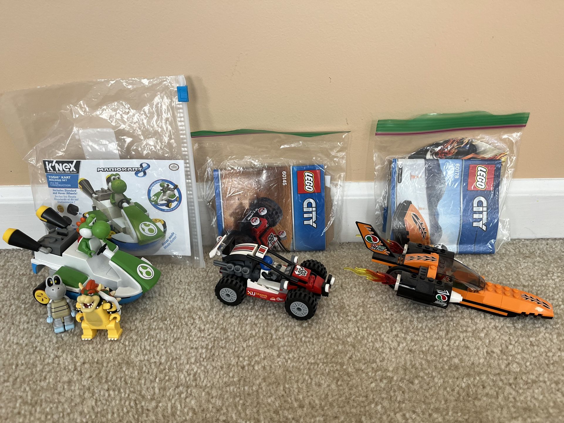 Set of Legos and K’Nex sets