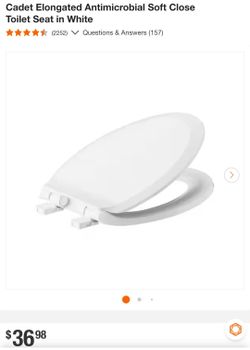 Elongated Antimicrobial Soft Close Toilet Seat in White, American Standard