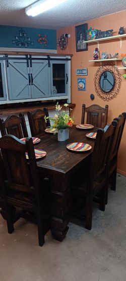 Reclaimed Wood Dining Table with 6 Chairs