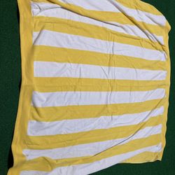 Large yellow and white striped Egyptian cotton square beach towel 