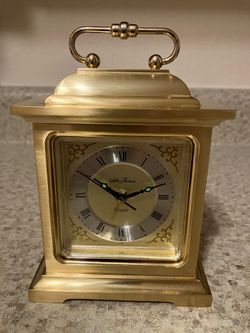 Seth Thomas Quartz Rapture Solid Brass Desk / Mantel Clock w/Alarm