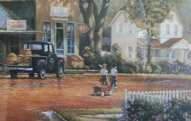 Framed Americana Country Print 15"x17"