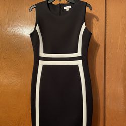 Calvin Klein Black & White Sheath Dress – Size 10