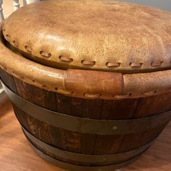 Whisky Barrel Ottoman With Storage 