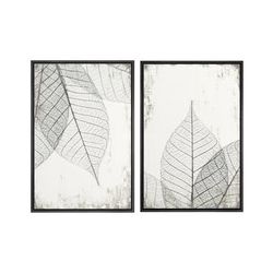 Set of Two 24"x36" Black & White Wall Art Prints on Canvas in Black Faux Wood Floating Frames