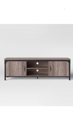 Jackman Industrial Wood TV Stand with Storage Brown -Threshold  CONDITION - NEW                 