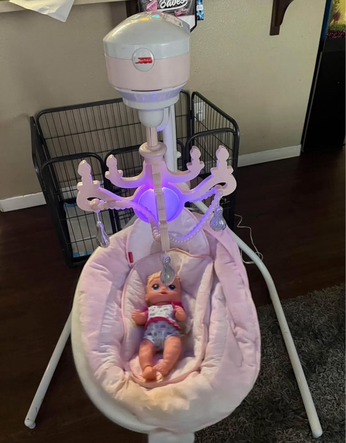 Pink Chandelier Swing - Like new