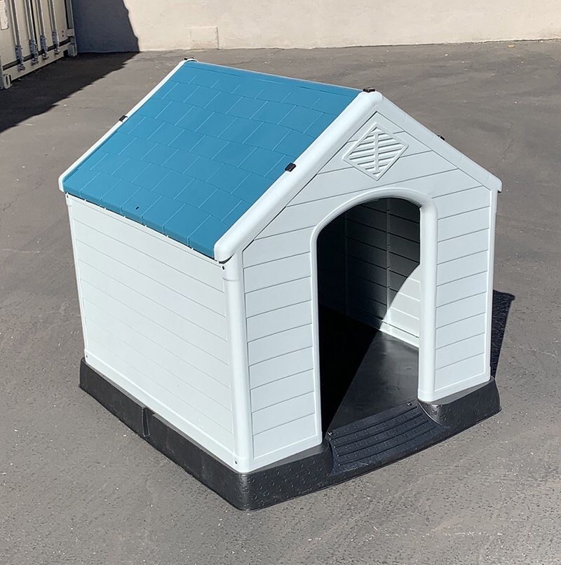 $120 (new) plastic dog house large size pet indoor outdoor all weather shelter cage kennel 36x34x38” 