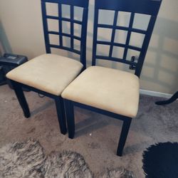 2 Sillas De Madera Negro Con Beige