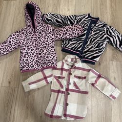 Bundle 3 Reversible toddler jackets and H&M sweater toddler size 3/4T