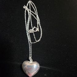 Silver Puffed Heart Necklace 