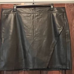 Loft Wrap Faux Leather Skirt 