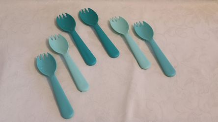 Lot of 6 Reusable Hard Plastic Sporks Kids/Camping/Elderly & More