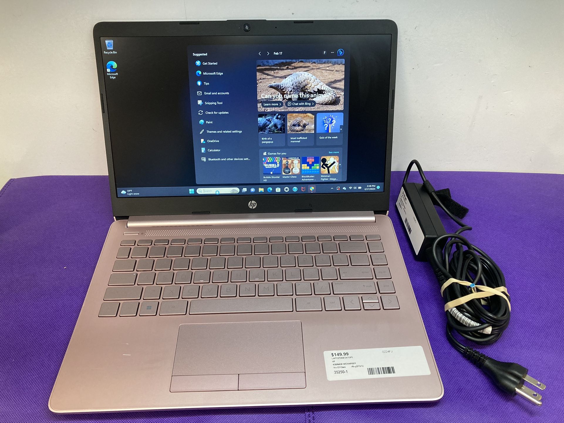 HP Stream 14" Laptop, Intel Celeron N4020 Processor, 4GB RAM, 64GB Windows 11