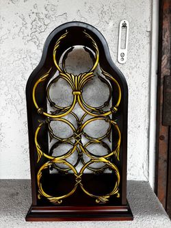 Vintage Bombay Company 7-Bottle Wine Rack | Ornate Wood & Brass