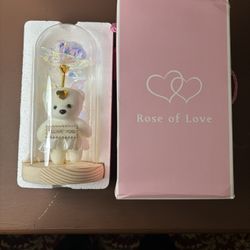 LED Glass Inclosed Beautiful Tidy Bear And Flower Valentine Gift 