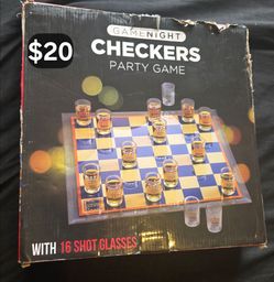 Gamenight Checkers Party Game w/16 shot glasses
