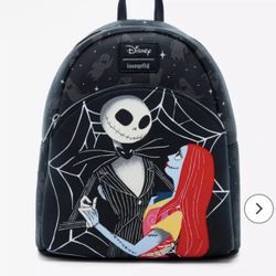 Loungefly The Nightmare Before Christmas Jack & Sally Spiderweb Mini Backpack NWT