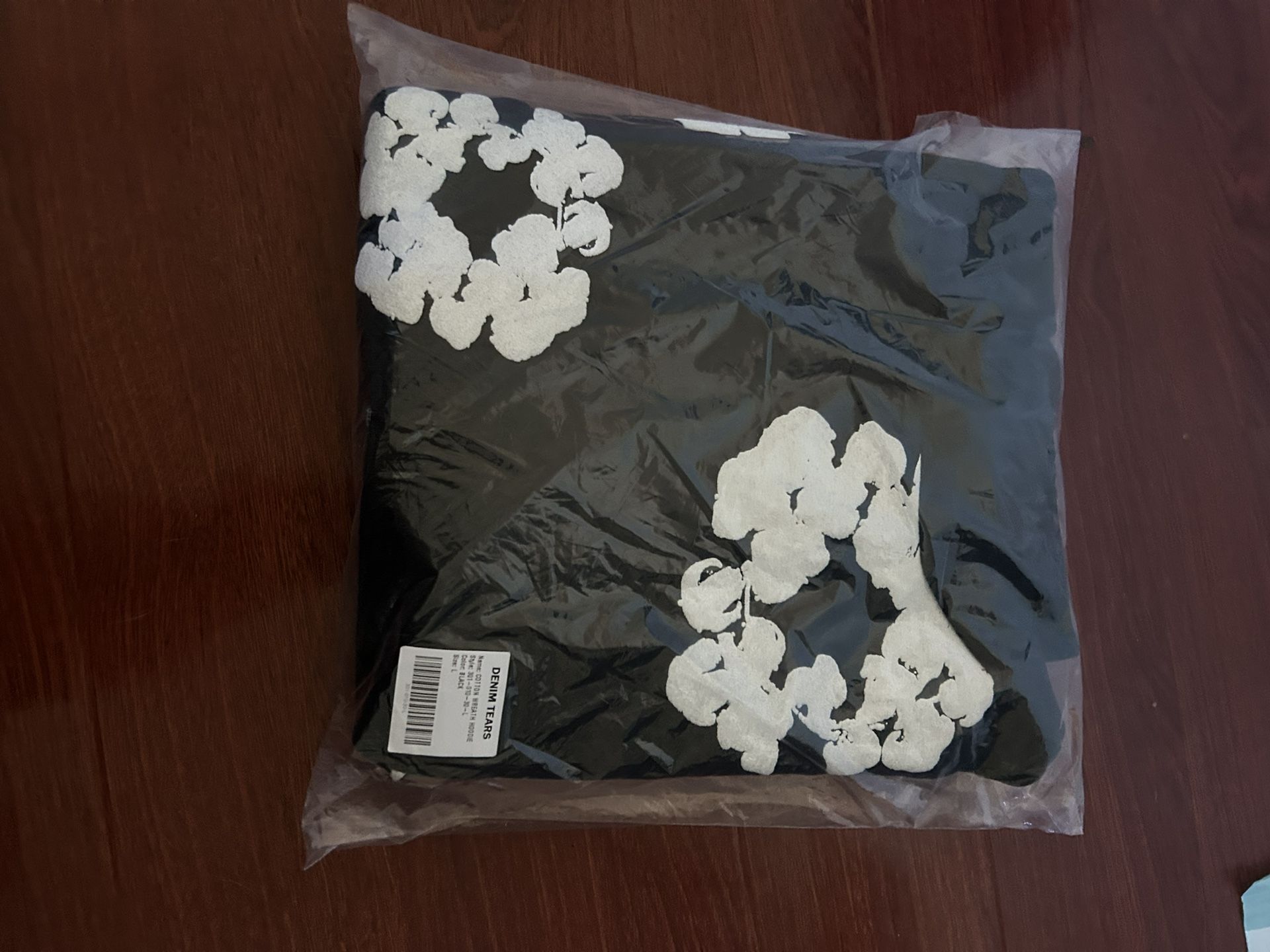 DENIM TEAR HOODIE BLACK MEDIUM