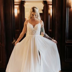 Stella York Designer beaded chiffon wedding gown 