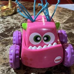 Fisher-Price Press-N-Go Monster Truck. Pink Push and Go Crawling Toy (VG) PInk