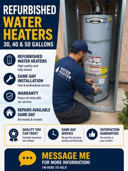 Refurbished water heaters 30/40/50 gallons