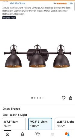 NEW Priced To Sell! 3 Bulb Vanity Light Fixture Vintage Oil Rubbed Bronze Rustic Bathroom Lighting Over Mirror