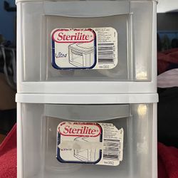 (2) Two STERILITE 1802 Six Quart White Stacking Storage Drawers