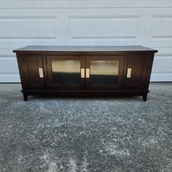 62" Modern Solid Wood Brown Media Center TV Stand Entertainment Console Dresser Chest Room Furniture