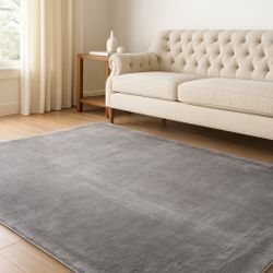 5x7 Gray Faux Rabbit Fur Shag Area Rug Ultra Soft Plush Carpet