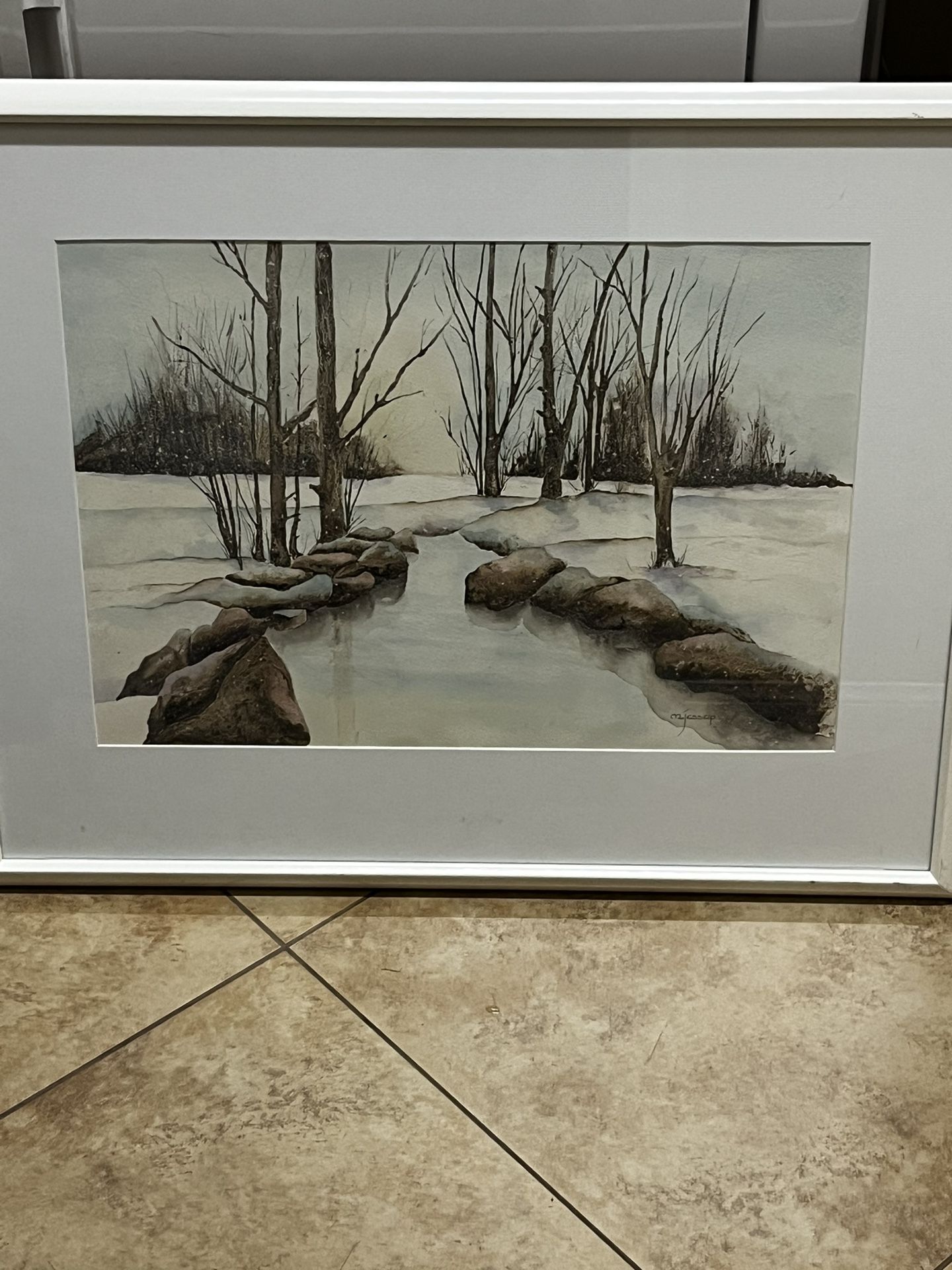 Beautiful Winter Scene Watercolor Painting By Jessup