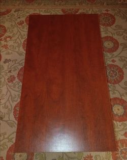 Cherry/Black Medium Square Wood Coffee Table with Shelf