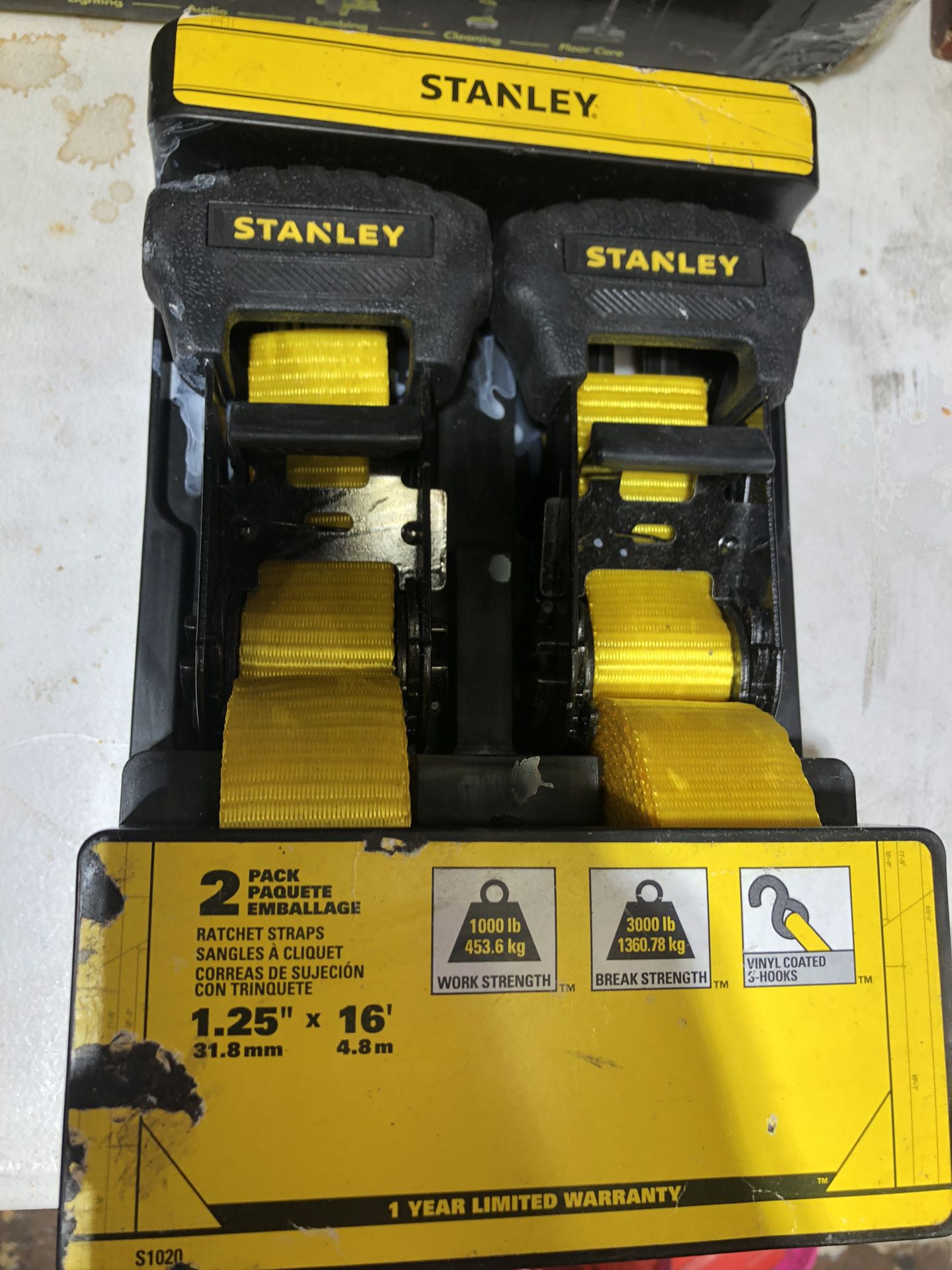 Stanley 2 Pack S1020 Ratchet Straps 