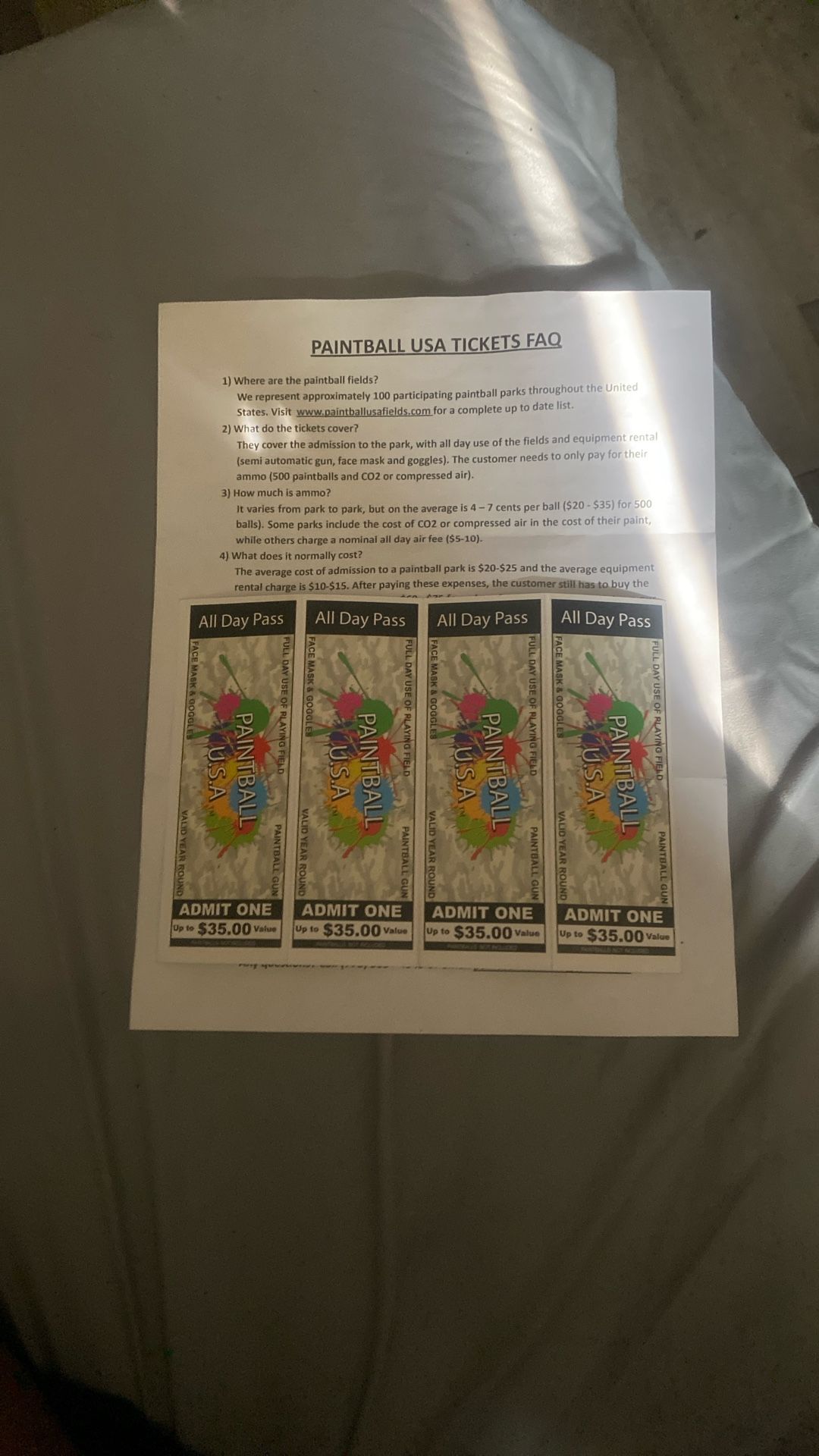 Paintballing Tickets