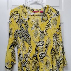 Womens Yellow Floral Top 2XL